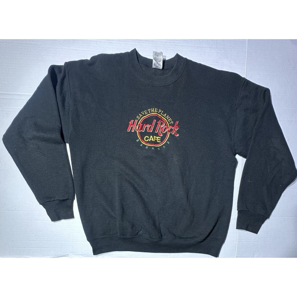 Vintage Hard Rock Cafe Crewneck Sweatshirt Large Black Embroidered Logo